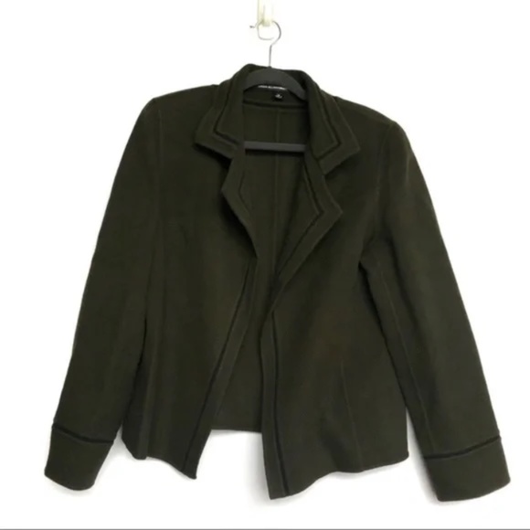Linda Allard Ellen Tracy Olive Green Wool Coat Work Office Professional - Picture 1 of 5
